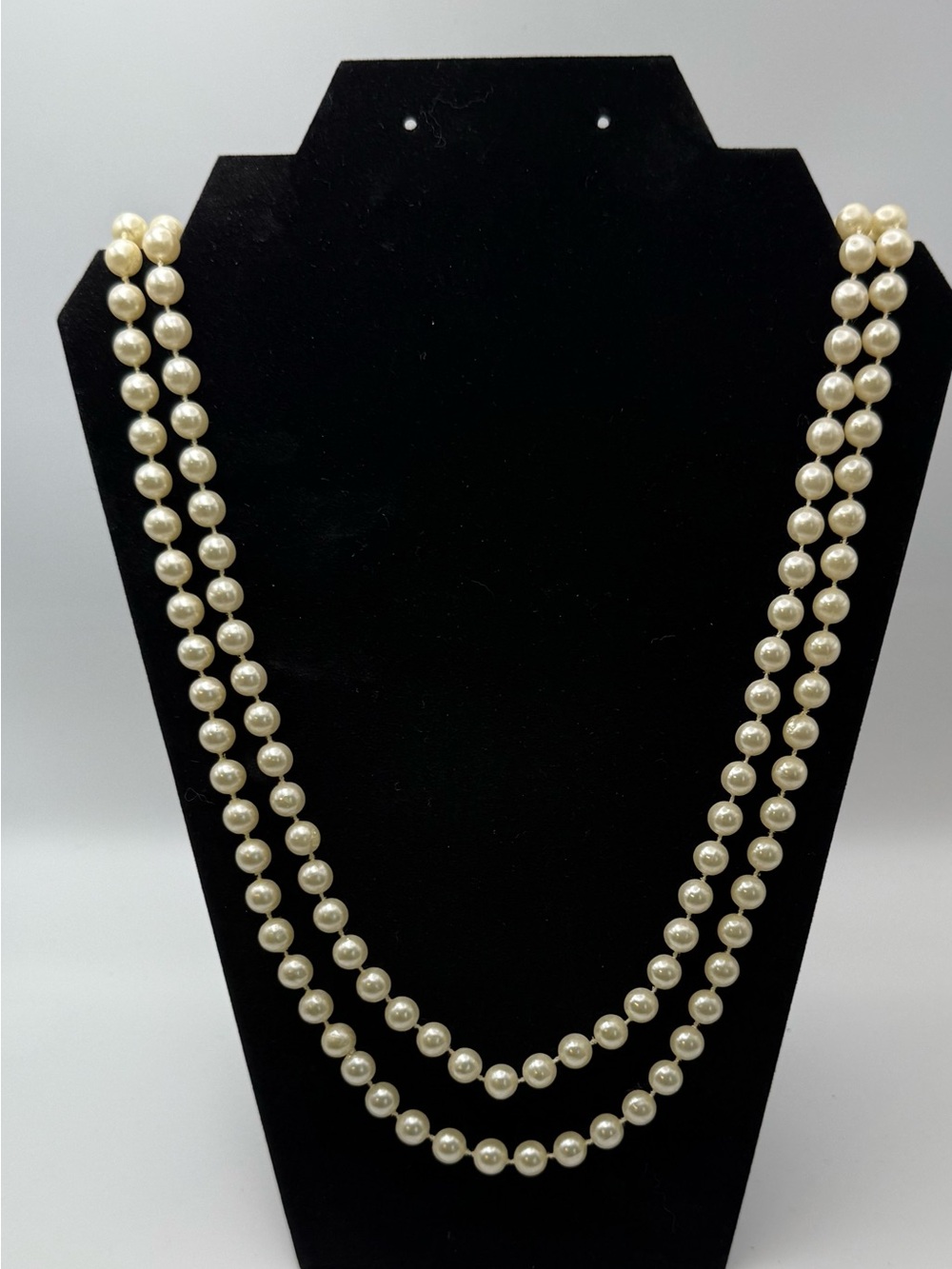 Source Unknown Double Strand Faux Pearl Necklace - Cream